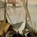 Francesco Guardi - Il Canale della Giudecca verso Santa Marta (particolare) - Olio su tela, 13x18,2 cm
