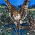 Antonio Ligabue - Falco biancone - Olio su faesite, cm 125 x 90