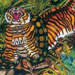 Antonio Ligabue - Tigre assalita dal serpente - Olio su faesite, cm 66 x 80