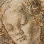 Andrea del Verrocchio -Testa di un angelo, 1475 ca. Gesso nero, penna e inchiostro marrone - 211 x 181 mm - Gabinetto Disegni e Stampe degli Uffizi, Firenze