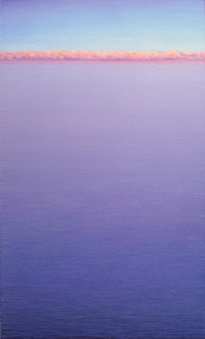 Piero Guccione - Le piccole nuvole rosa, 2005 - Olio su tela, 125 x 75 cm - Collezione privata