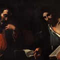 Mattia Preti - I due filosofi (Eraclito e Democrito) - Olio su tela, Dim:152x202 cm