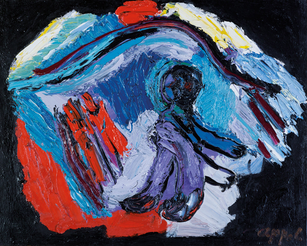 Karel Appel. Eternal Space Of Being n1, 1990. Olio su tela, cm 65 x 80