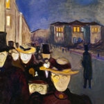 Edvard Munch: Sera lungo il viale Karl Johan, 1892 olio su tela, cm 84,5 x 121 Bergen, The Rasmus Meyer Collection / The Bergen Art Museum