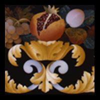 Pannello con coppa di frutta fiori e racemi, eseguito per l'altare della Cappella dei Principi, disegno di Niccolò Betti, 1864 - Commesso di pietre dure su fondo nero del Belgio - Firenze, Opificio delle Pietre Dure