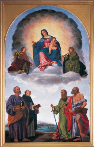 Madonna in gloria con Bambino, angeli e i santiPietro, Domenico, Paolo e Gerolamo (Pala Pesaro)