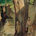 Giovanni Fattori (Livorno, 1825 - Firenze, 1908) - Bambina in un bosco, 1890 circa - Olio su tavola, 33 x 18,5 cm - Collezione privata