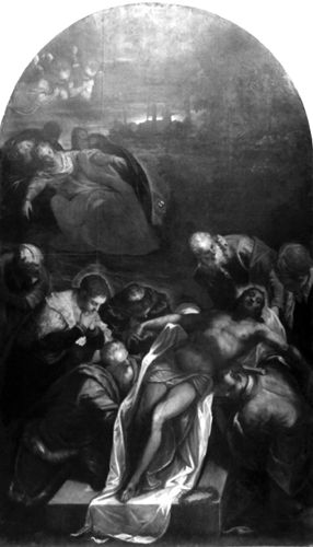 Tintoretto. Deposizione nel sepolcro, 1592-94. Olio su tela - Dim: 166 x 288 cm