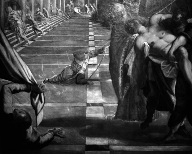 Tintoretto. Trafugamento del corpo di San Marco, 1564 ca. Olio su tela - Dim: 315 x 397 cm. Particolare