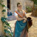 Adolfo Tommasi, La Portatrice d'acqua, olio su tela, cm 169x109, Propriet Societ Terme Montecatini
