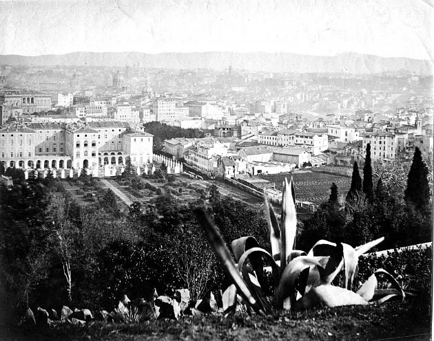 Panorama dal Gianicolo su Palazzo Corsini, 1870 ca.