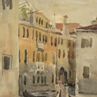 Acquerello su carta, anni 30, veduta di rio San Boldo