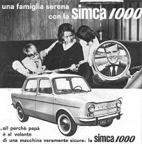 La "Simca 1000" in una pubblicità del 1963
