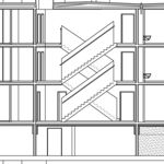 Section through double staircase