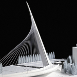 Jerusalem Light Rail Bridge, 2002-2008 - Modello (scala 1:200) - Legno, plexiglas, polystyrene, metallo, cm 152,6 x 67,7 x 72 - Propriet Studio Calatrava  Santiago Calatrava