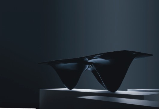 Aqua Table, black production version by Zaha Hadid Architects for Established & Sons