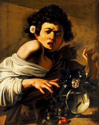 Caravaggio, Ragazzo morso da un ramarro, 1596 - 1596, Olio su tela,  65,8 x 52,3 cm. Firenze, Fondazione Longhi 