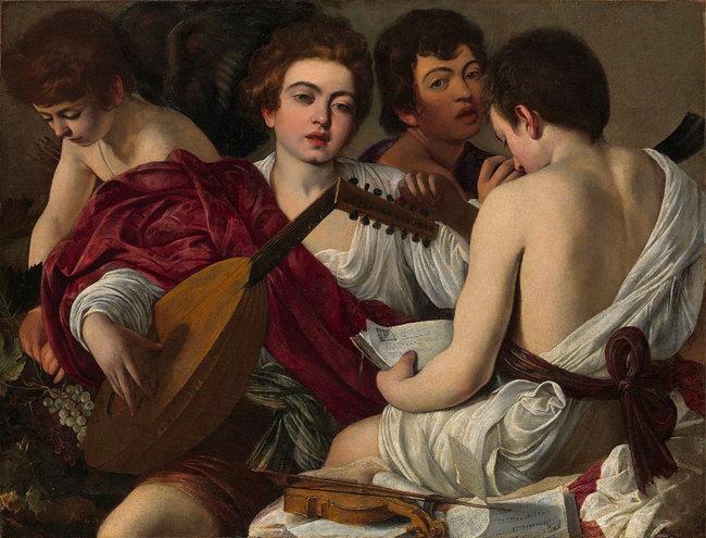 Caravaggio, I musici, 1595 ca., Olio su tela, 92,1 x 118,4 cm. New York, Metropolitan Museum of Art