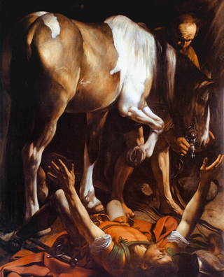 Caravaggio, Conversione di san Paolo, 1601. Olio su tela, 230 x 175 cm. Roma, Basilica di Santa Maria del Popolo