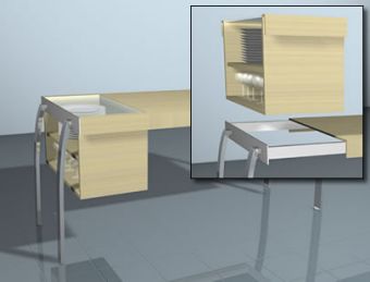 Tavolo con modulo portastoviglie
