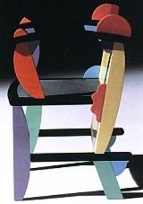 Poltroncina orange, blue, pink, purple, yellow and green, Memphis 1990