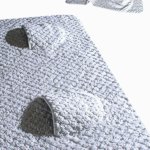 Mat-walk - Tappetino da bagno - Produzione Droog Design, 2004. Tappetino in cotone con ciabattine integrate per effettuare piccoli spostamenti nella stanza da bagno