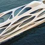 Birdseye view - Unique Circle Yachts by Zaha Hadid Architects for Bloom+Voss Shipyards (visualisation Moka-Studio)