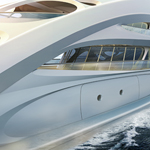 Side view - Unique Circle Yachts by Zaha Hadid Architects for Bloom+Voss Shipyards (visualisation Moka-Studio)