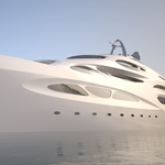 Front view - Unique Circle Yachts by Zaha Hadid Architects for Bloom+Voss Shipyards (visualisation Moka-Studio)