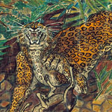 Antonio Ligabue, Leopardo con antiope e indigeno, pastello a cera, matita e china su carta, 1939-1952, 48x65,5 cm