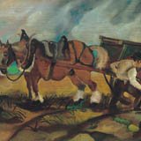 Antonio Ligabue, Il carrettiere, olio su tavola di compensato, 1932-1933, 32x47 cm