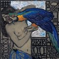 Josef Maria Auchentaller - Allegoria, Donna con pappagallo, 1904-1908, Pastelli su carta - Collezione privata