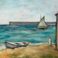 Carlo CARRÀ (Quarniento 1881 - Milano 1966), Marina, 1962, Olio su tela cm 40 x 60