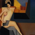 Fillia: Figura e ambiente o Donna seduta, 1926 - 1927, olio su tela, cm 60 x 57,5