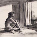 Edward Hopper - Study for Morning Sun (Studio per Sole del mattino), 1952 - Cont crayon nera e grafite su carta; foglio 30,5 x 48,3 cm - Whitney Museum of American Art, New York; lascito Josephine N. Hopper 70.244 -  Heirs of Josephine N. Hopper, licensed by the Whitney Museum of American Art - Fotografia di Sheldan C. Collins