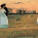 Silvestro Lega - I fidanzati, 1869, olio su tela, cm. 36 x 80 - Museo della Scienza e della Tecnica Leonardo da Vinci, Milano