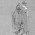 Giovanni Fattori - Personaggio in costume da prelato, matita e acquerello bianco su cartoncino beige, mm 300x236 - Livorno, Museo Civico Giovanni Fattori