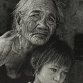 Long Thanh - Grandmother and grand-daughter, 2002 - Dim: 60 x 50 cm