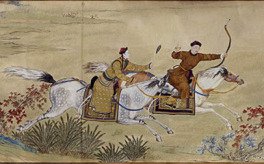 The Emperor Qianlong hunting a deer with a bow