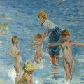 Niccolò Cannicci - Bimbi al mare, olio su cartone