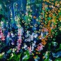 Mario Schifano - Fiori maschili, fiori femminili, 1984 - Smalto e acrilico su tela con cornice dipinta, dim: 200 x 450 cm - Collezione Chiara e Francesco Carraro, Venezia