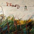 Mario Schifano - Il bambino pittore, 1985 - Smalto e acrilico su tela, dim: 160 x 220 cm - Comune di Ponte di Piave - Casa di cultura Goffredo Parise