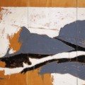 Mario Schifano - Grande particolare di paesaggio italiano in bianco e nero, 1963 - Smalto su carta intelata, dim: 200 x 298,5 cm - Galleria nazionale d'arte moderna, Roma
