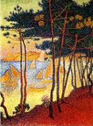 Paul Signac, Vele e pini, 1896, olio su tela, 81x52 cm, Collezione privata