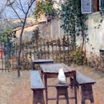 Telemaco Signorini - Mattino di settembre a Settignano (L'osteria dello Scheggi a Settignano), 1892 Olio su tela, cm. 58x64. Galleria d'Arte Moderna - Firenze