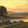 Nino Costa, Tramonto sull'Arno, 1861, olio su tavola, cm 22,5x44