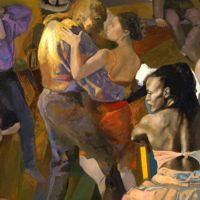 Ugo Attardi - Yo tambien soy medio pierna, 1993 - Olio su tela, 200 x 160 cm