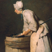 Jean Simon Chardin: La sguattera, 1738 Olio su tela, cm 45,7 x 36,9. Glasgow,  Hunterian Museum and Art Gallery, University of Glasgow