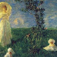 Gaetano Previati: Nel prato , olio su tela, 1890, Galleria d'Arte Moderna di Palazzo Pitti, Firenze