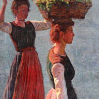 Llewelyn Lloyd: La vendemmia a Manarola, 1904 - Olio su tela
